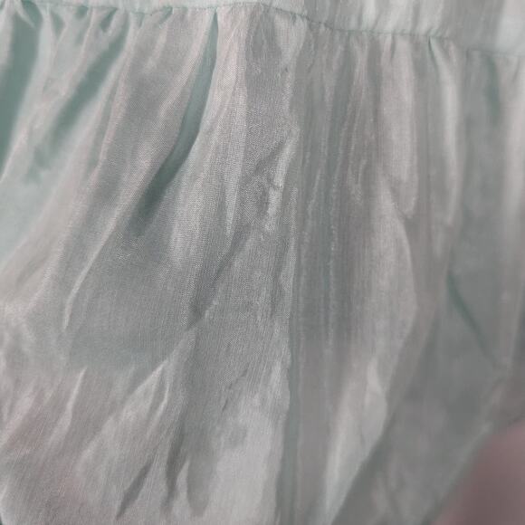 Alice + Olivia Rowen Tiered Square Neck Mini Dress Blue Puff Sleeves XS Preowned - Picture 7 of 9